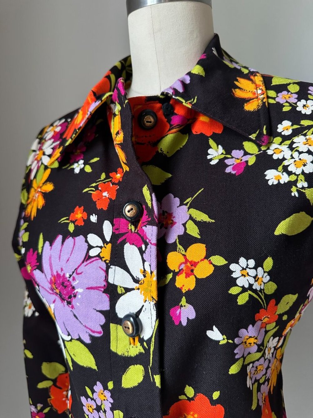 Vintage Floral Cropped Jacket XS | 70s Inspired Statement Jacket - Picture 3 of 9